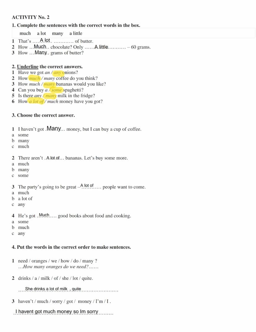 WEEK 10 LENGUA 1
Grammar Bank:
ENGLISH
GRAMMAR
MUCH
MANY
A LOT OF - LOTS OF
= a large quantity of something
Woodward
ENGLISH
Much and Many a