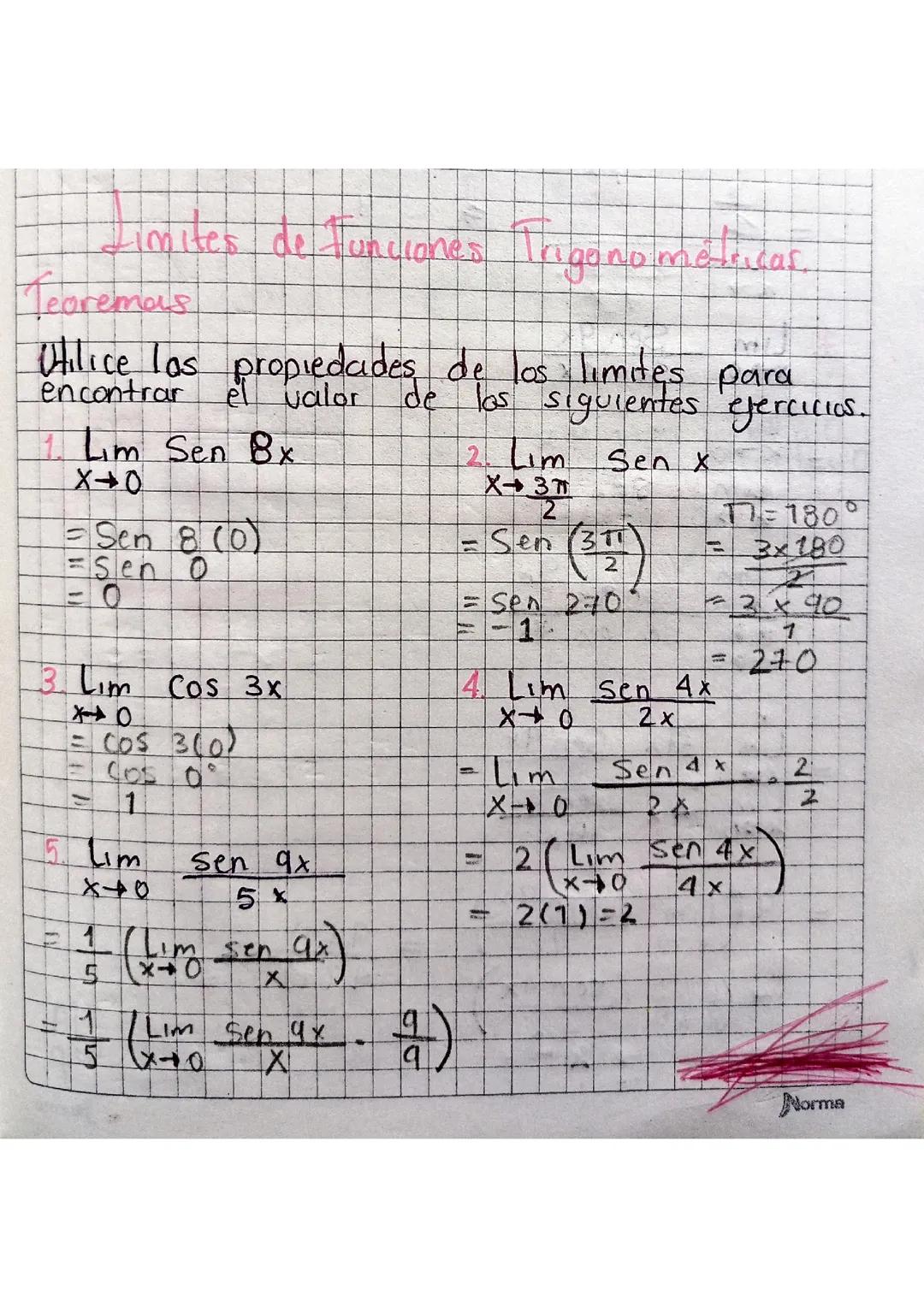 Limites de funciones trigonométricas