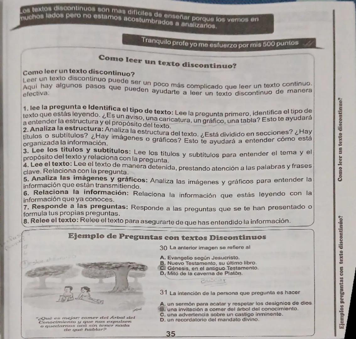 Los textos discontinuos son mas dificiles de enseñar porque los vemos en
muchos lados pero no estamos acostumbrados a analizarlos.
Tranquilo