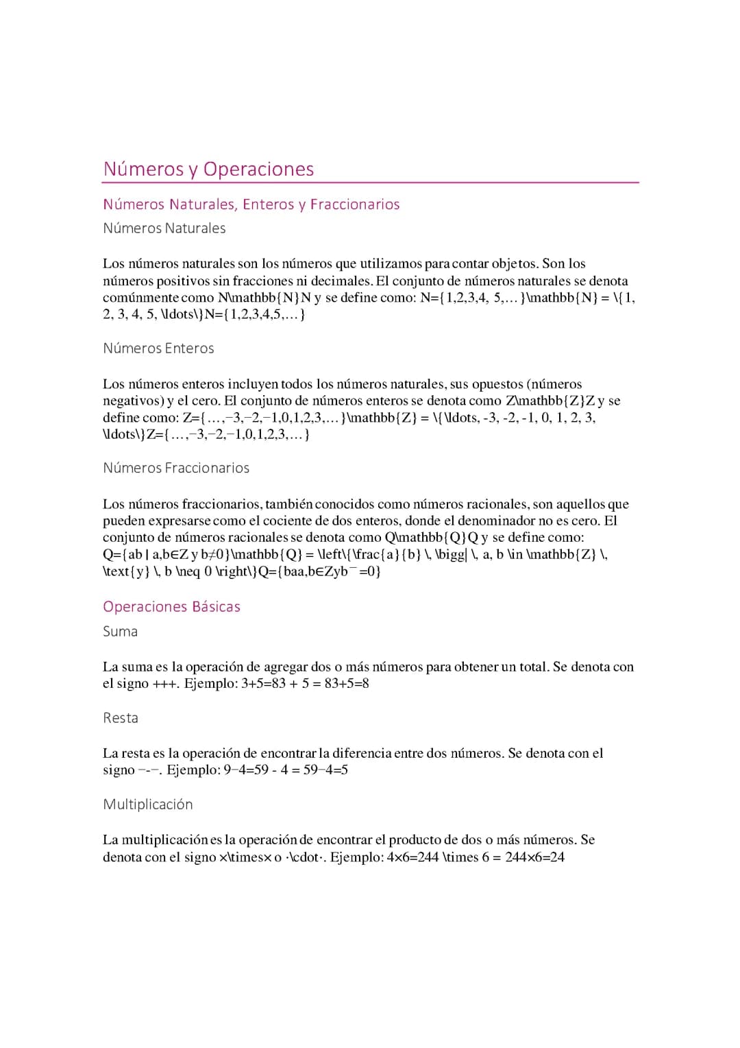 Números y Operaciones