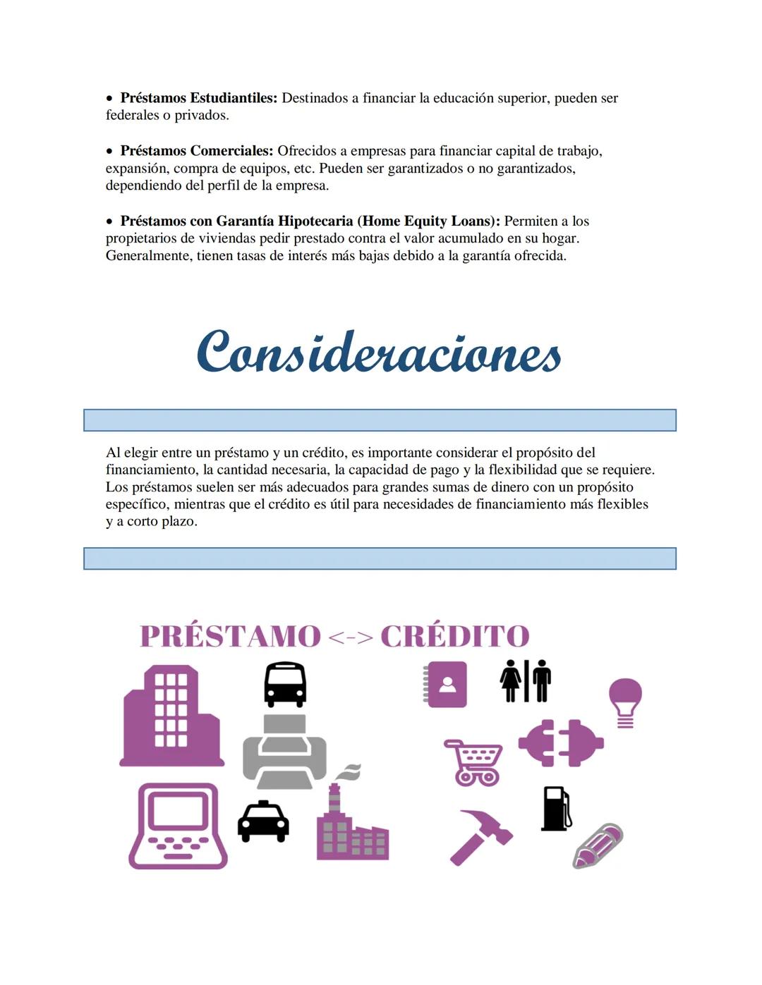 Crédito y préstamo
PRESTAMO
Un préstamo es una cantidad específica de dinero
que una entidad (banco, cooperativa de crédito,
prestamista pri