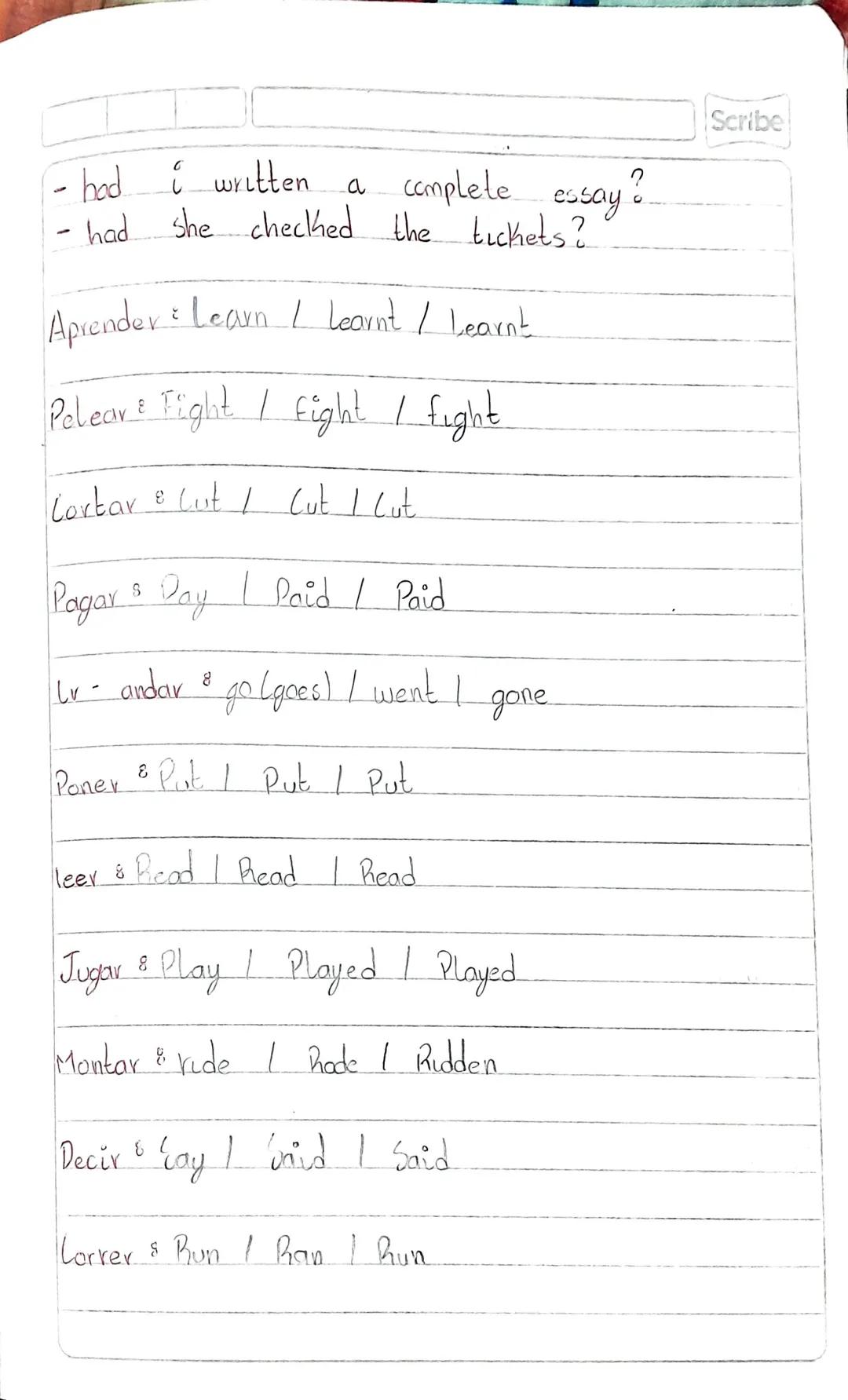 Scribe

Subject verb to be.

I --------> am

you -------->
She
he --------> is Was

they -------->
We --------> ave Were

you -------->
it -