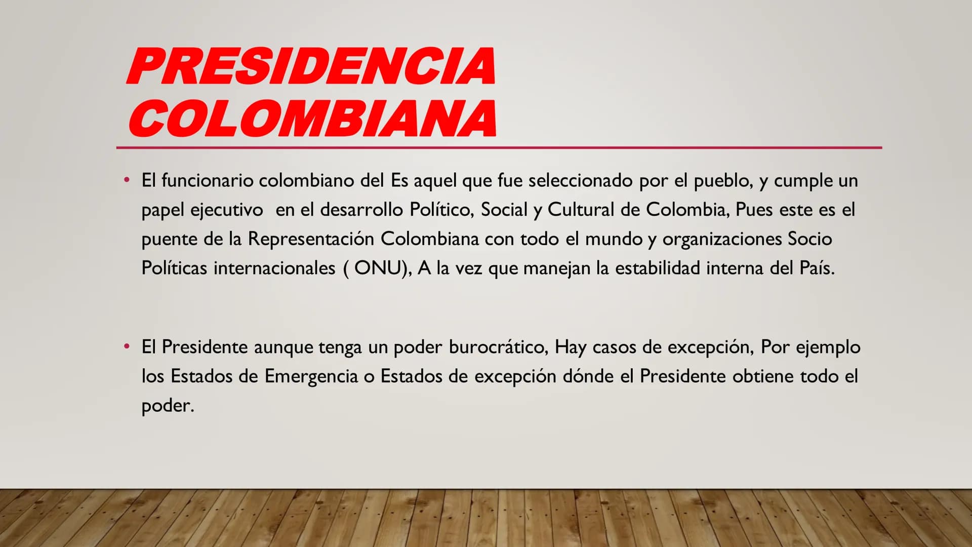 EL E
EL GOBIERNO
COLOMBIANO
UNA PRESENTACIÓN HECHA CON EL FIN DE EXPLICAR EL FUNCIONAMIENTO
DEL GOBIERNO Y LOS ESTATUTOS ESTATALES. CONCEPTO