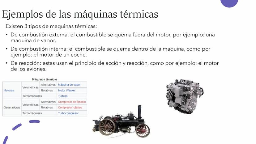 Maquinas
térmicas Principio de funcionamiento
de las máquinas térmicas
•
Una máquina térmica es un dispositivo
que trabaja de forma cíclica 