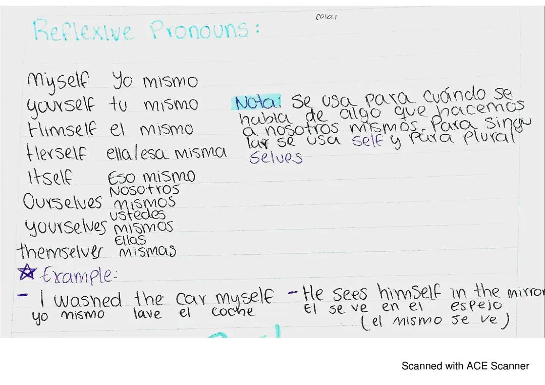 Pronombres reflexivos en ingles