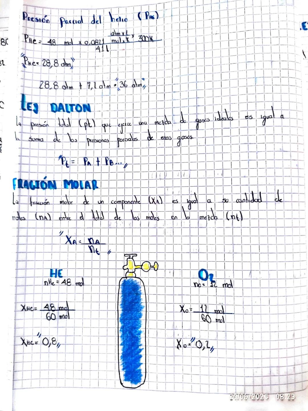 Montre Jhajon. Slues Cilis Prolle
Ley LEY DE DALTON (VIDEO)
HE
pt= 36 atm
11-01 J.M
Οι
V:411
T-300k
no = 1 md
nile 48 mol
PHet Po=86 adm
Pre