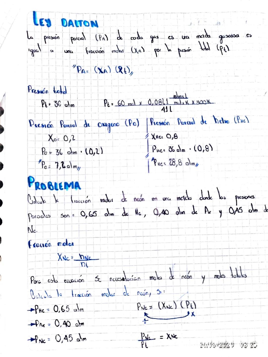 Montre Jhajon. Slues Cilis Prolle
Ley LEY DE DALTON (VIDEO)
HE
pt= 36 atm
11-01 J.M
Οι
V:411
T-300k
no = 1 md
nile 48 mol
PHet Po=86 adm
Pre