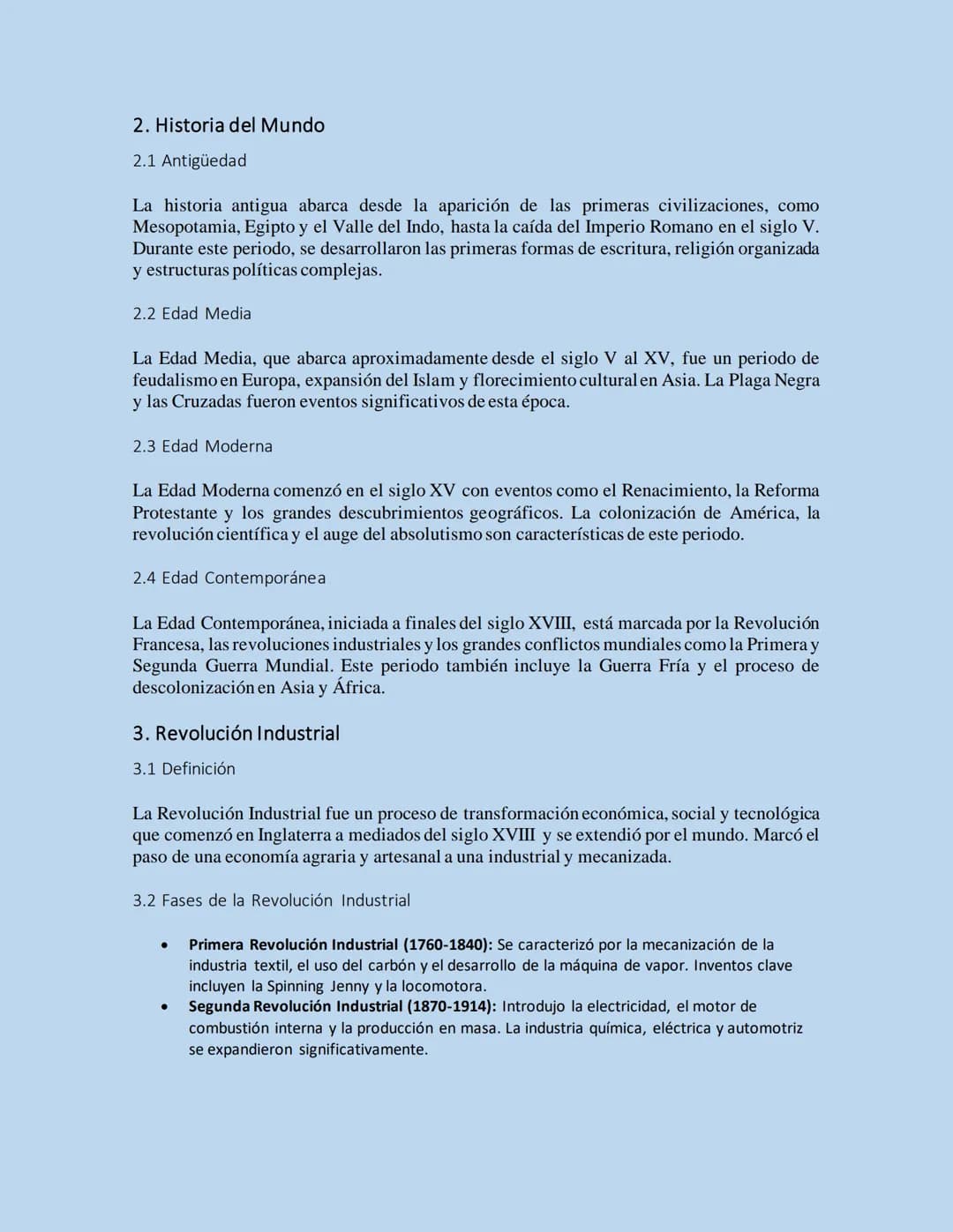 CIENCIAS SOCIALES
Historia
La historia es la disciplina que estudia los acontecimientos del pasado, así como sus causas
y consecuencias. Est