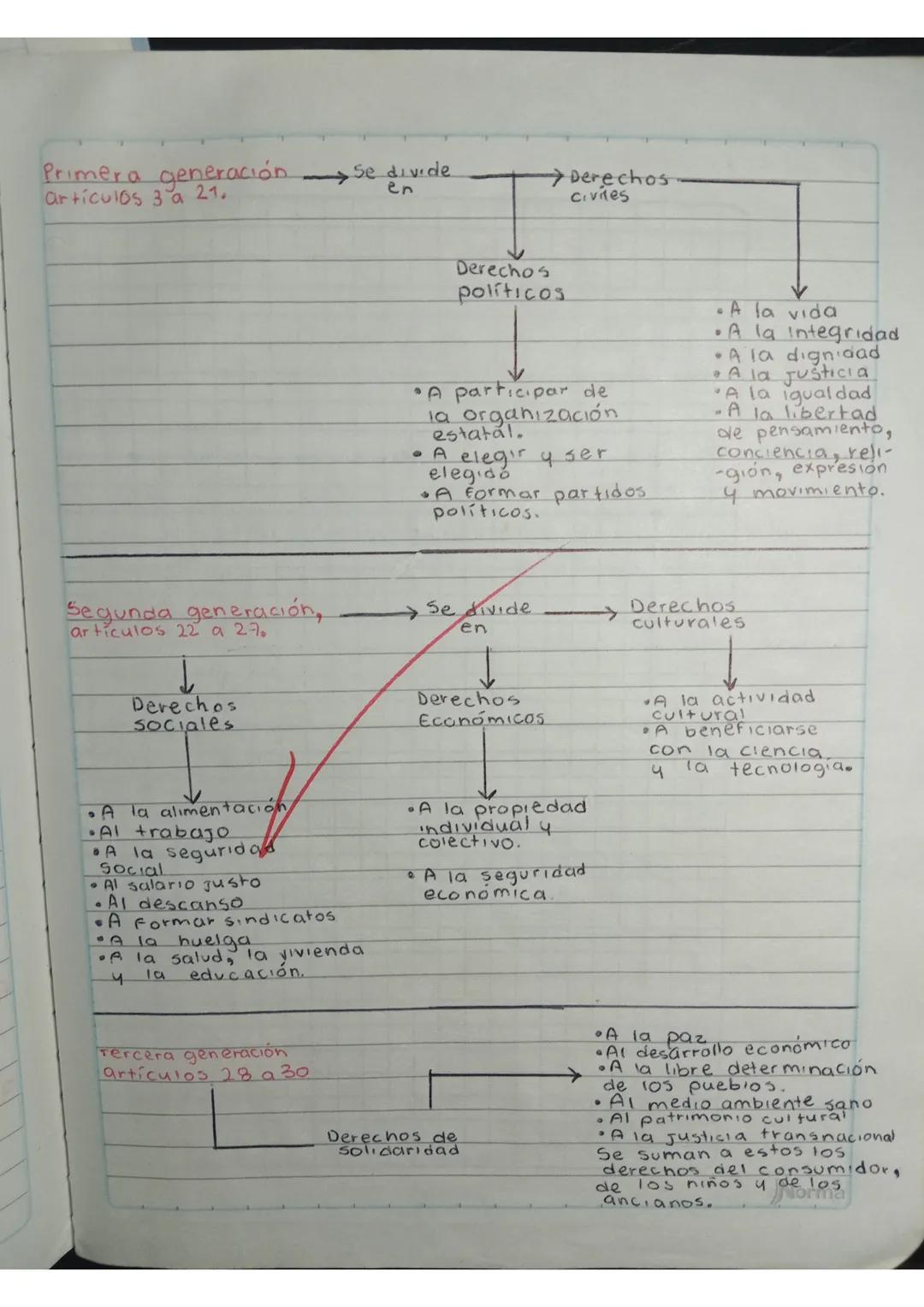 Primera generación se divide
artículos 3 a
→Derechos
civiles

Derechos
políticos

•A participar de
la organización
estatal.
A elegir y ser
e