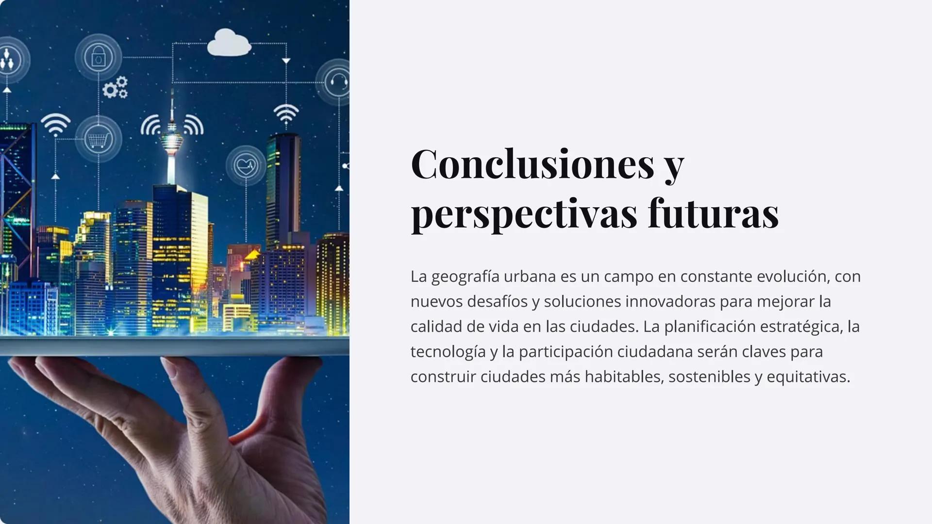 la geografía
urbana
La geografía urbana es el estudio de las ciudades, su
desarrollo, estructura y problemas. Examina cómo los factores
geog