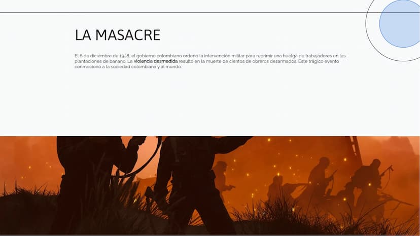 La Masacre de las
Bananeras: Un
Capítulo Oscuro en la
Historia de Colombia INTRODUCCIÓN
La Masacre de las Bananeras fue un suceso
trágico qu