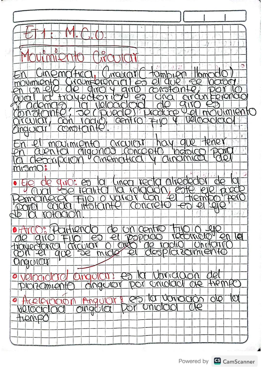 E11: M.C.O.
Movimiento Circular
En Cinematical, Cirarar ( tambien llamado)
movimiento dicunferencial es ell que se bard
giro y giro constant