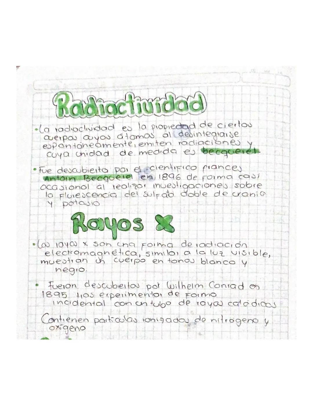 # Radiactividad

La radiactividad es la propiedad de ciertos
cuerpos cuyou atomas al dedintegrarse.
espontaneamente, emiten radiaciones y
cu