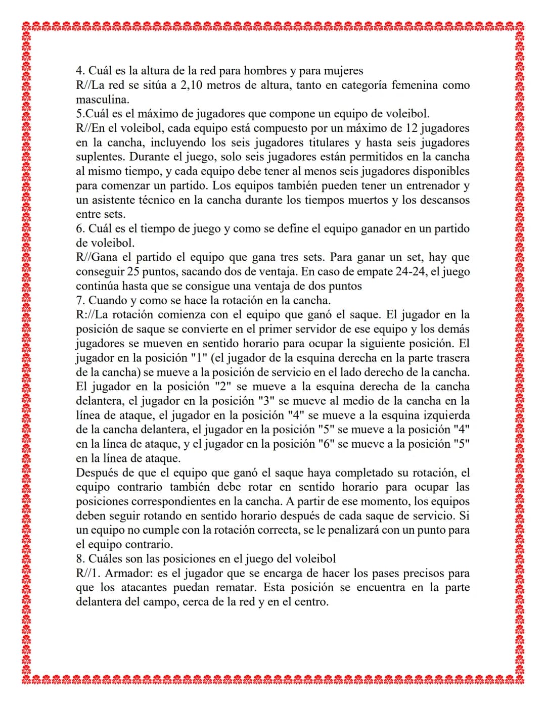 ACTIVIDAD “EL VOLEIBOL"
NOMBRE:.
GRADO:
INSTITUCIÓN:
DOCENTE:
FECHA: 00/00/0000 1. ¿Quién invento el voleibol, donde y en qué fecha?
R//El v