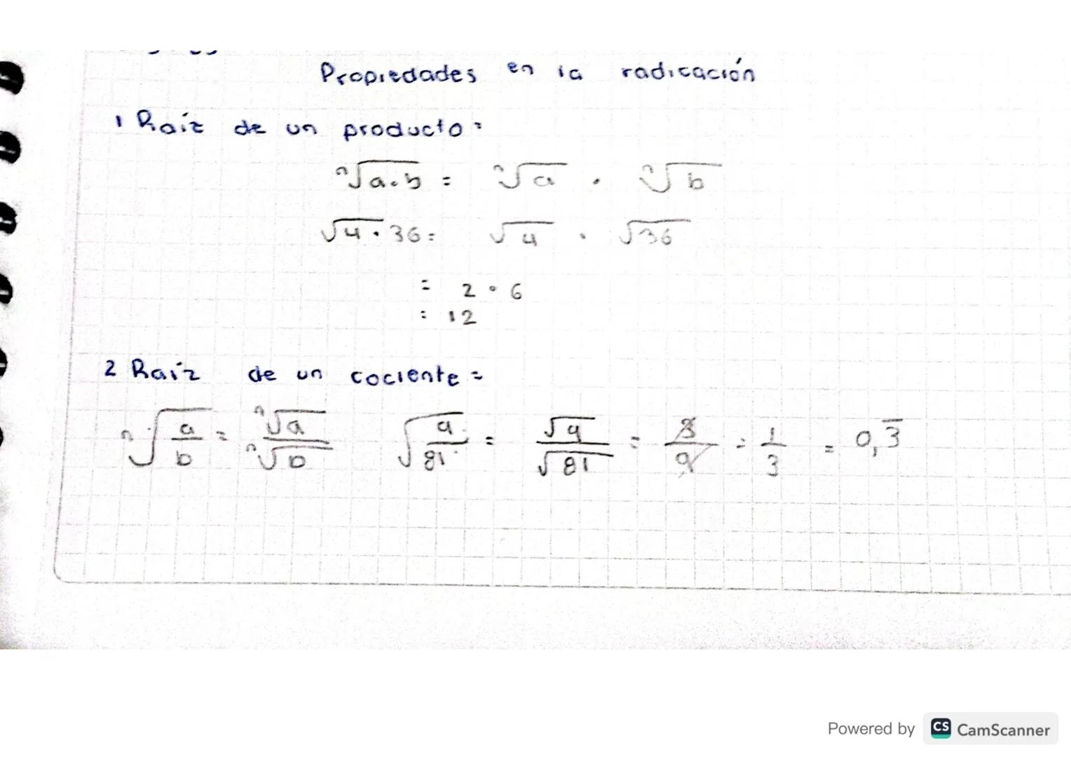 Propiedades en la radicación

1 Raiz de un producto:
$
\sqrt{a.b} = \sqrt{a} \cdot \sqrt{b}
$

$
\sqrt{4 \cdot 36} = \sqrt{4} \cdot \sqrt{36