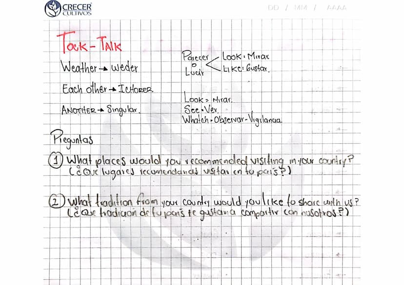 CRECER
CULTIVOS
DD/MM/ ALLA
QUESTION
Hi-Hello
How are you?
How have you been?
How is your day?
AND...
RESPONSES
►Hi-Hello
►Excellent
So Fard