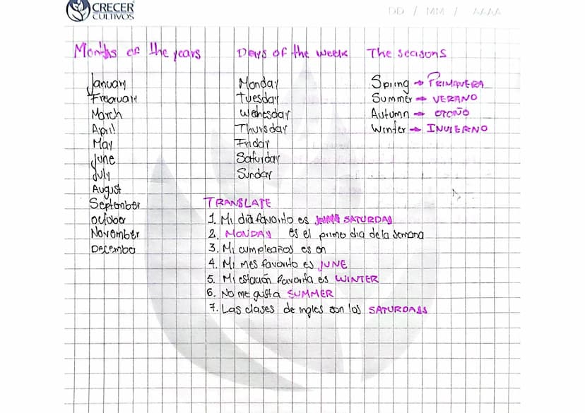 CRECER
CULTIVOS
DD/MM/ ALLA
QUESTION
Hi-Hello
How are you?
How have you been?
How is your day?
AND...
RESPONSES
►Hi-Hello
►Excellent
So Fard