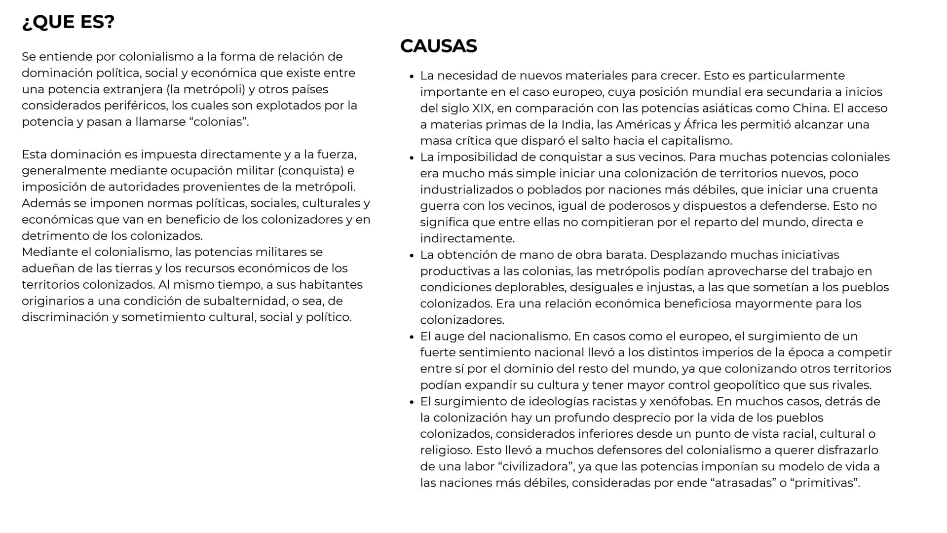 Colonialismo ¿QUE ES?
Se entiende por colonialismo a la forma de relación de
dominación política, social y económica que existe entre
una po
