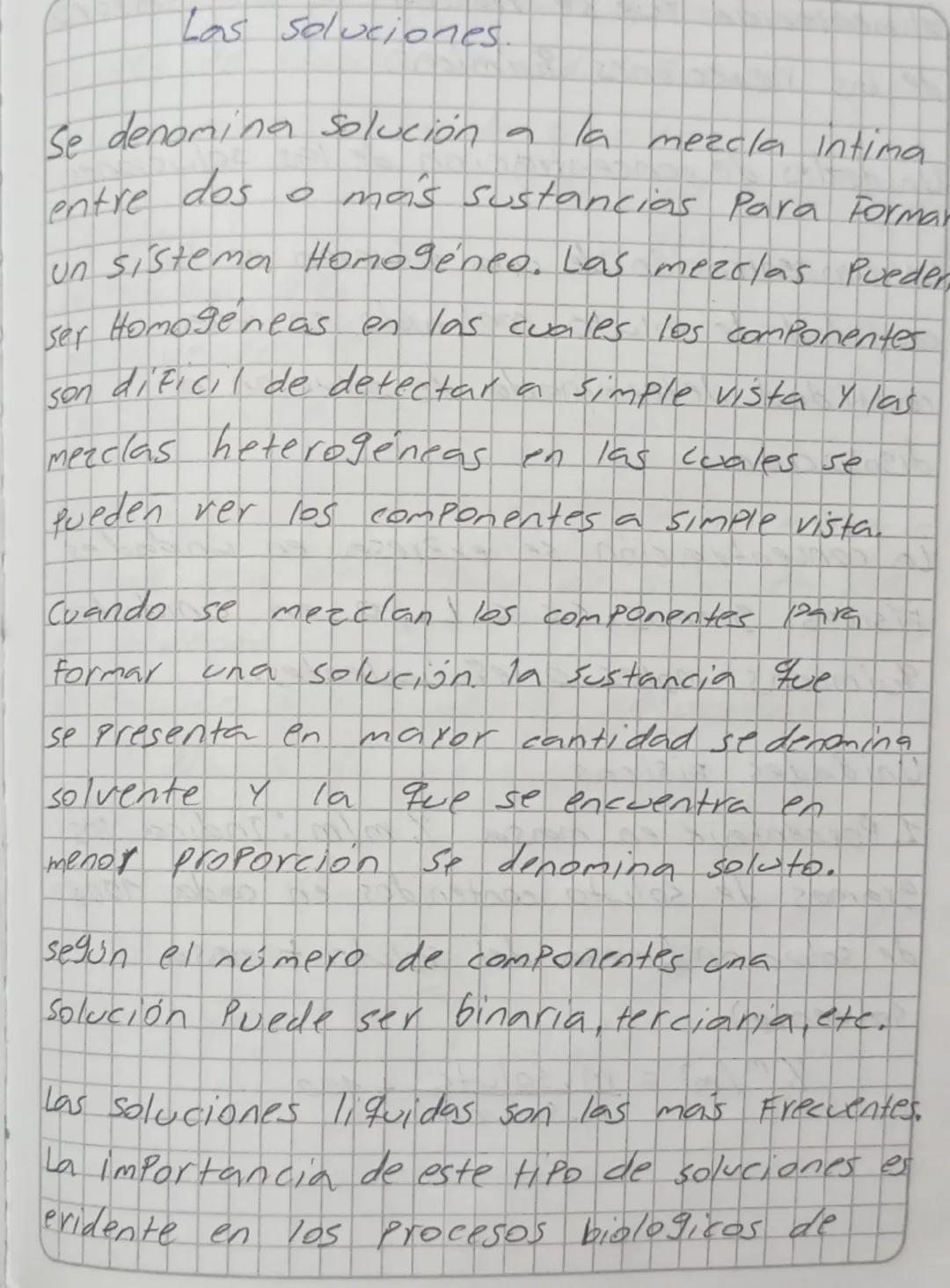 Las soluciones.

Se denomina solución a la mezcla intima
entre dos o más sustancias Para Formar
un sistema Homogéneo. Las mezclas Pueder
ser