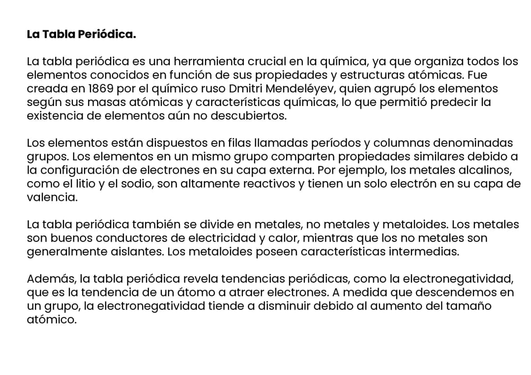 LA TABLA PERIODICA