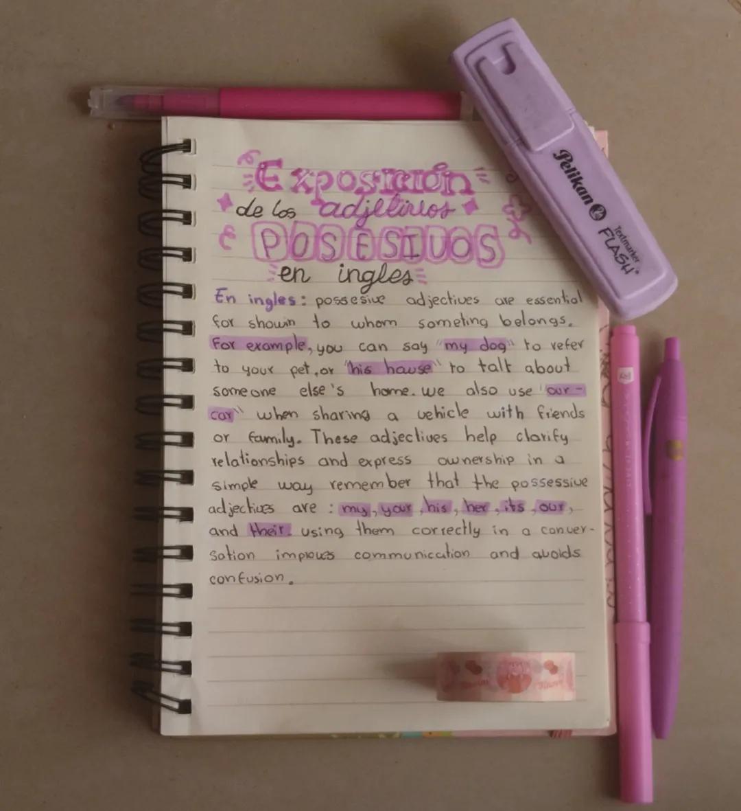 Apunte sobre 💞Exposición de los adjetivos posesivos en ingles 💞