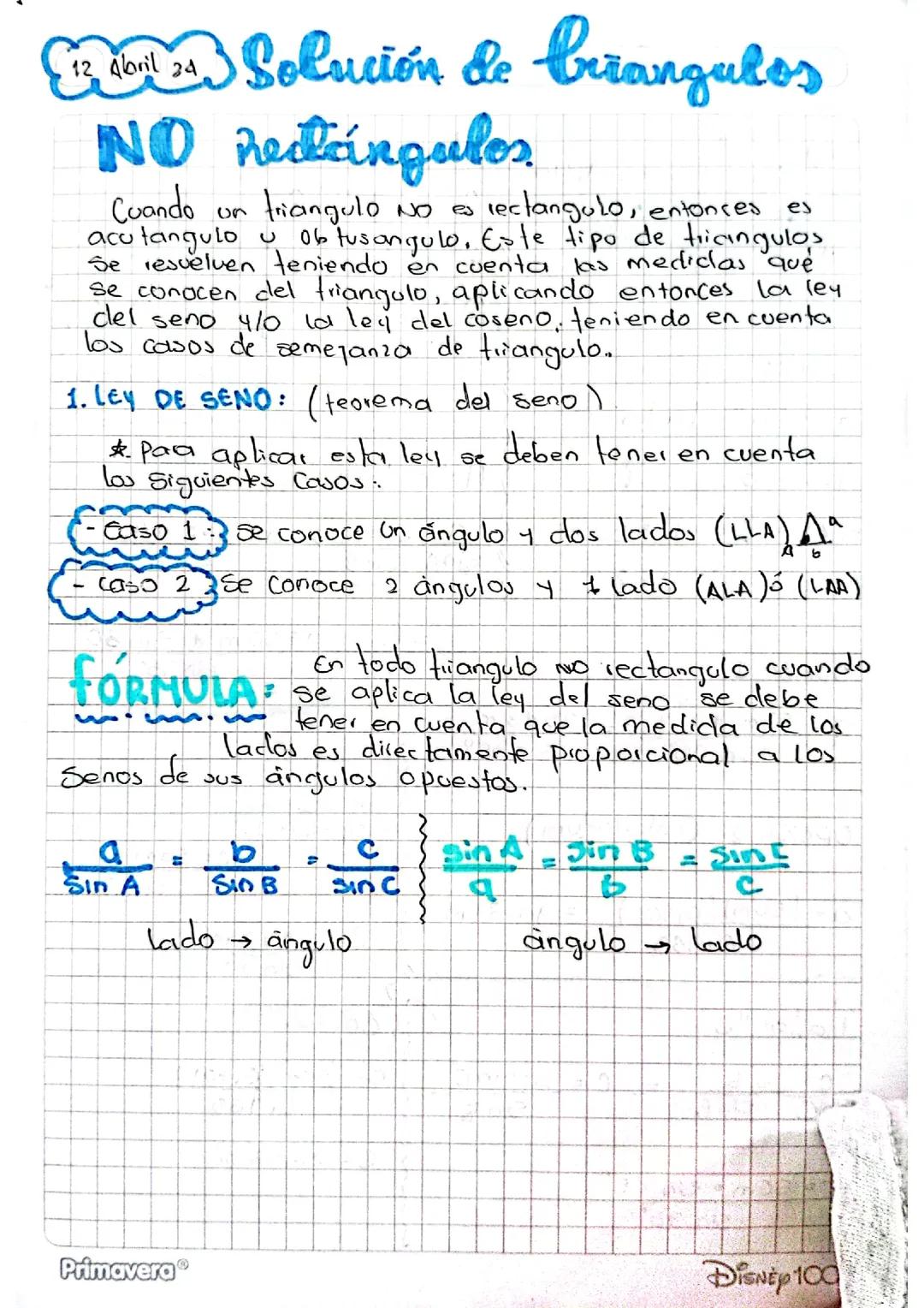 Solución de triángulos no rectangulos