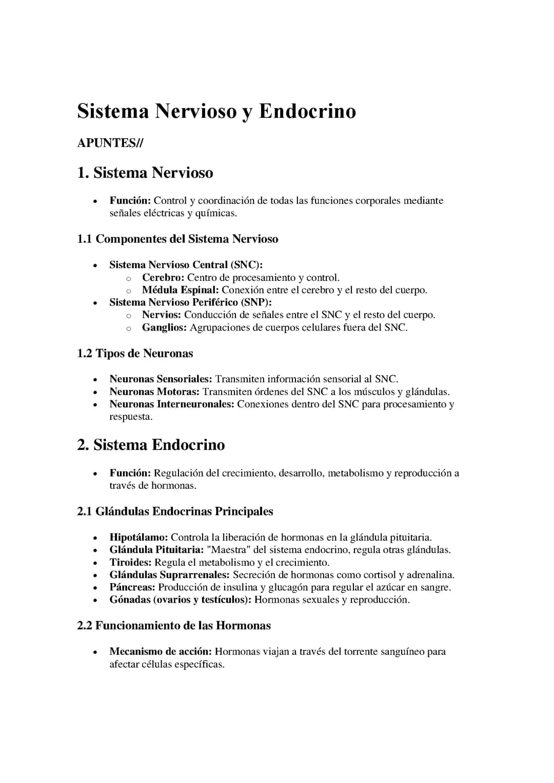 Sistema Nervioso y Endocrino