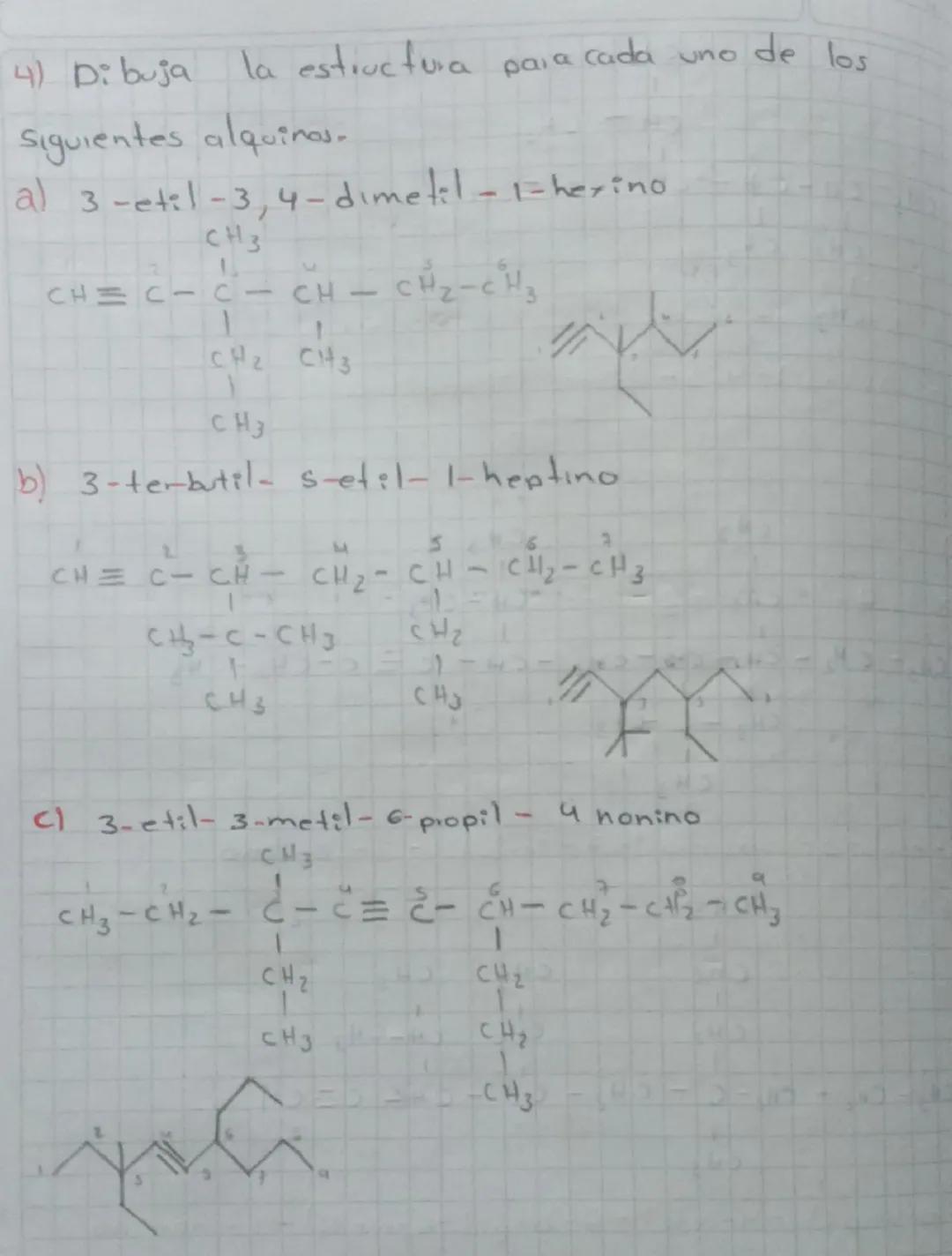 Alquinos
Son hidrocarburos insaturados, que se caracteriza po,
presentar
Lo más
0
más en luces triples entre carbono y
carbono, "Ino".
Satur