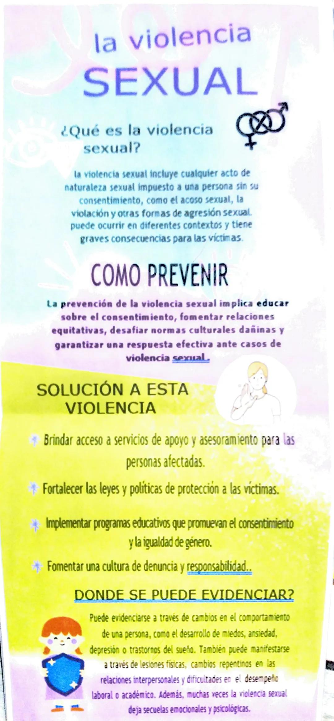 # la violencia

# SEXUAL

¿Qué es la violencia
sexual?

la violencia sexual incluye cualquier acto de
naturaleza sexual impuesto a una perso