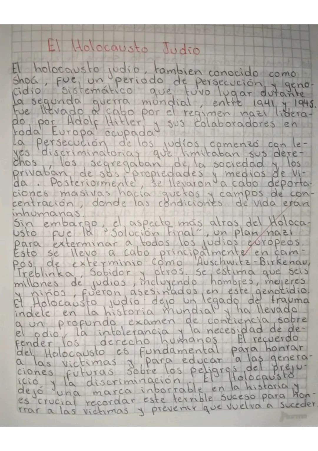 El Holocausto Judio
El holocausto odio, tambien conocido como
Shoa, Fue un periodo de per
Cidio
Sistemático
geno
que tuvo Lugar durante
mund