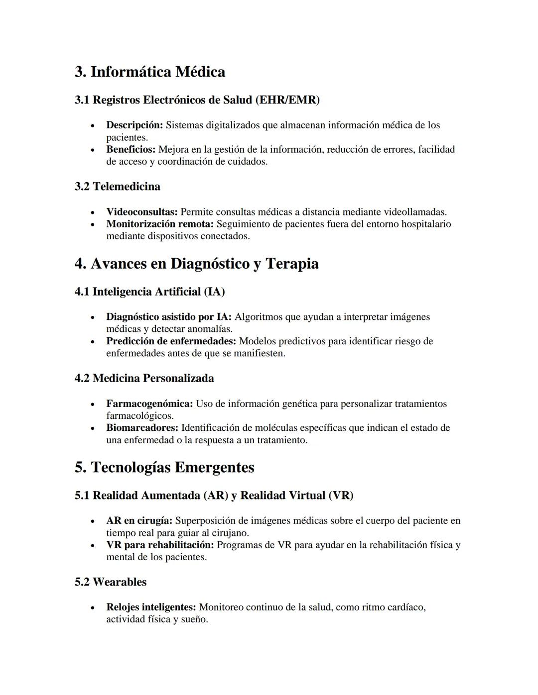 # Tecnología en la Medicina

APUNTES//

1. Diagnóstico y Monitoreo

1.1 Imágenes Médicas

- Rayos X: Técnica básica para visualizar huesos y