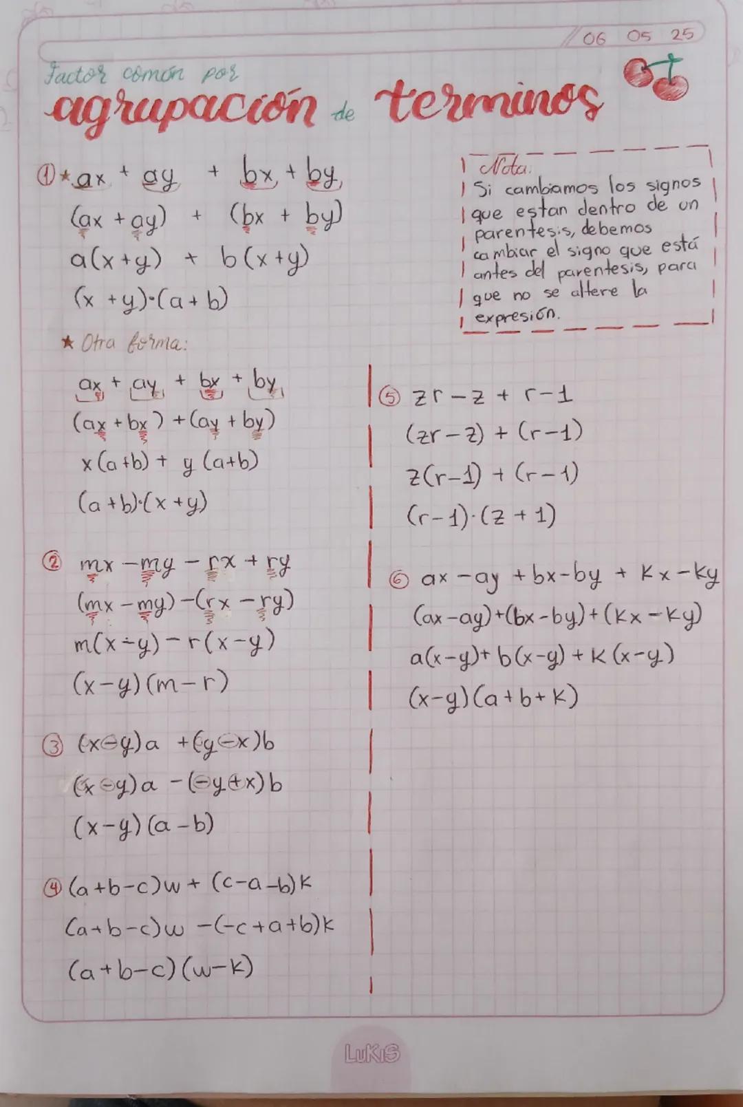 Factor común por agrupaciones de terminos