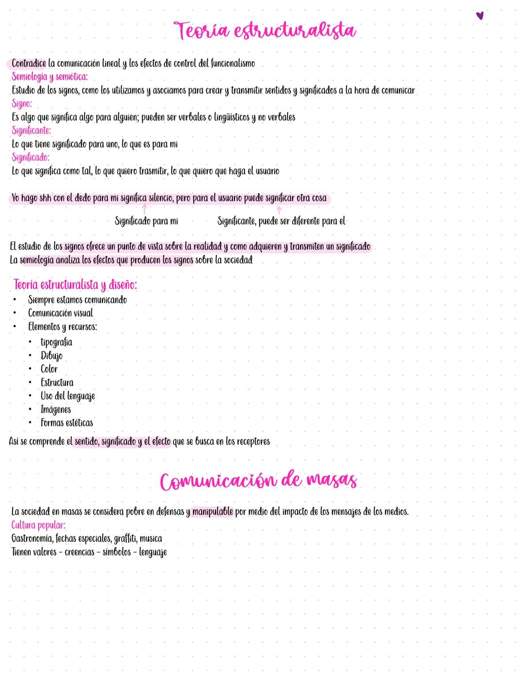 # Teoria estructuralista

Contradice la comunicación lineal y los efectos de control del funcionalismo

Semiologia y semiótica:

Estudio de 