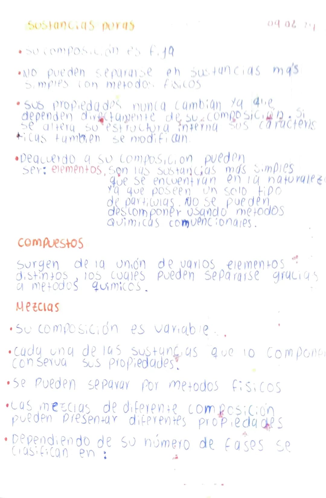 Clasificación de la materia
09.02 24
composicion Sustancias
Uniforme →puras
Elementos
NO ¿Se pueden +
descomponer
en sustancias
ma's pequeña