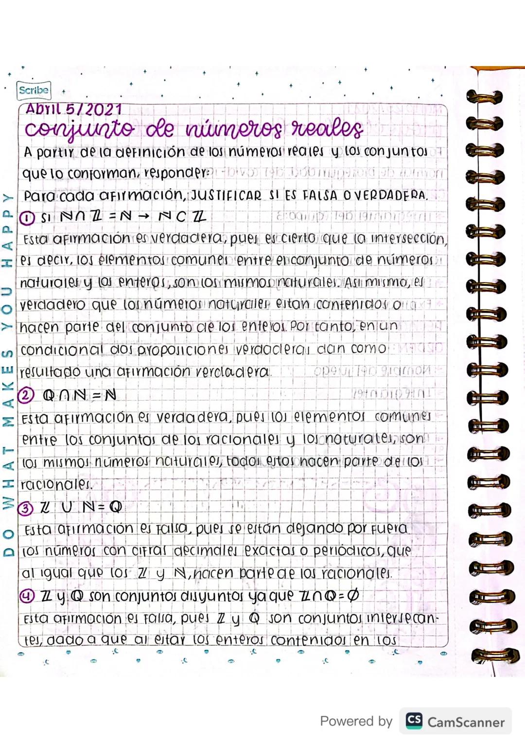 HAPPY
Scribe
Abril 5/2021
conjunto de números reales
to de números
veros rec
A partir de la definición de los números reales y los conjunto
