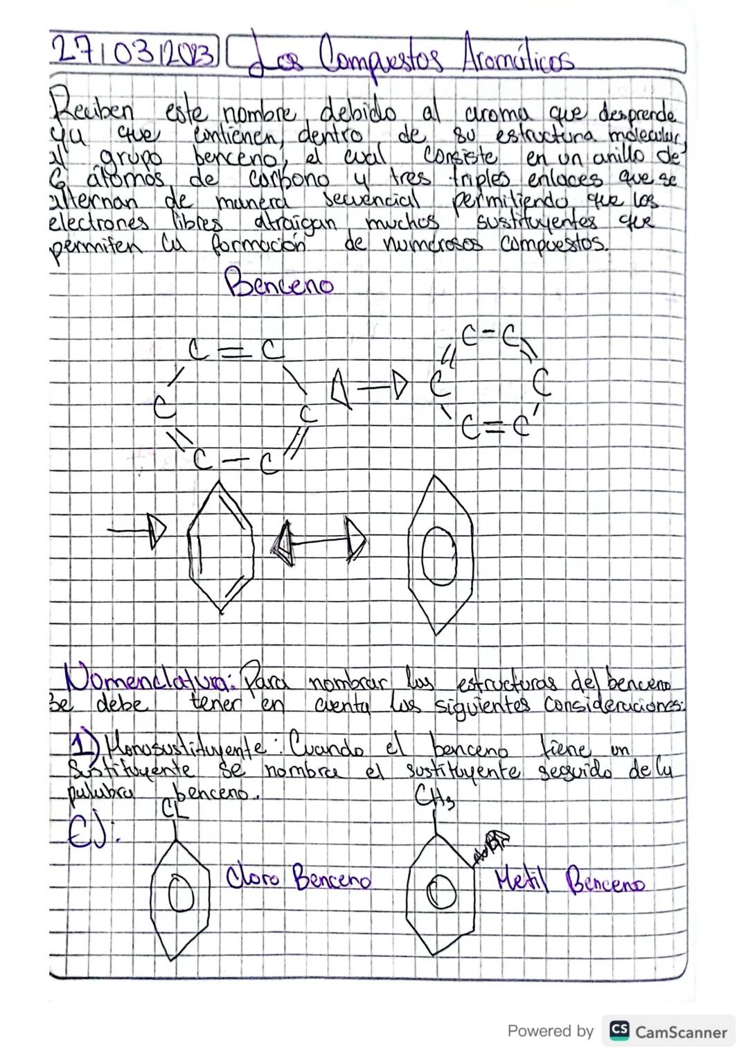 27/03/203 Los Compuestos Aromáticos
Reciben este nombre debido al
este nombre debido al aroma que desprende
yu que contienen, dentro de su e