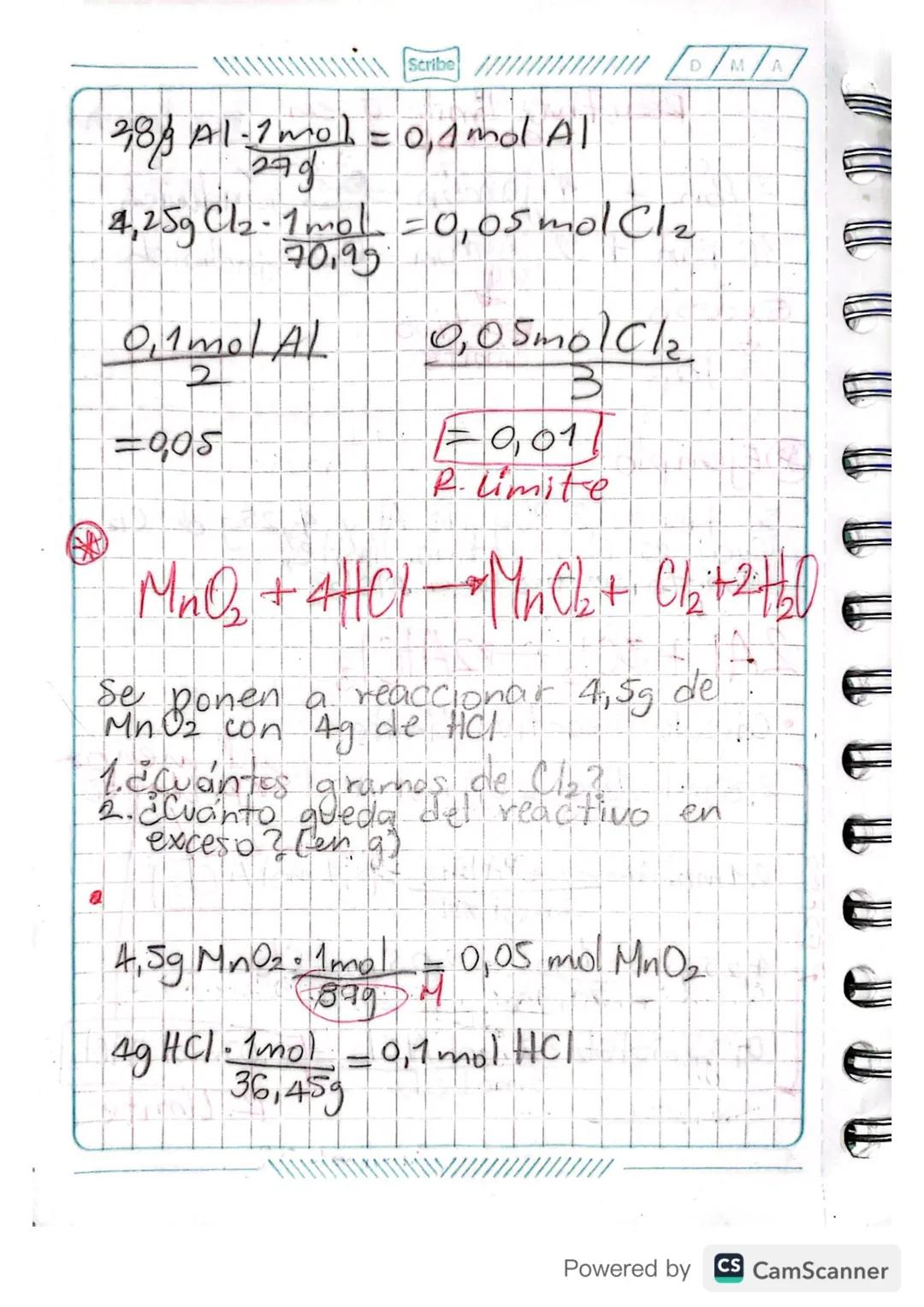 go forma
D
M
A
Scribe
Reactivo limite y
exceso
en
2 Pan + 1 jamon + 1 sandwich
10 Pan + 2 jamon - 2 Sandwich
Exceso
↓
6 Pan
® Ejemplo:
React