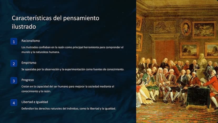 La llustración y la
Revolución Francesa
La Ilustración, una época de pensamiento racional y progreso, influyó
profundamente en la Revolución