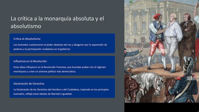 La llustración y la
Revolución Francesa
La Ilustración, una época de pensamiento racional y progreso, influyó
profundamente en la Revolución