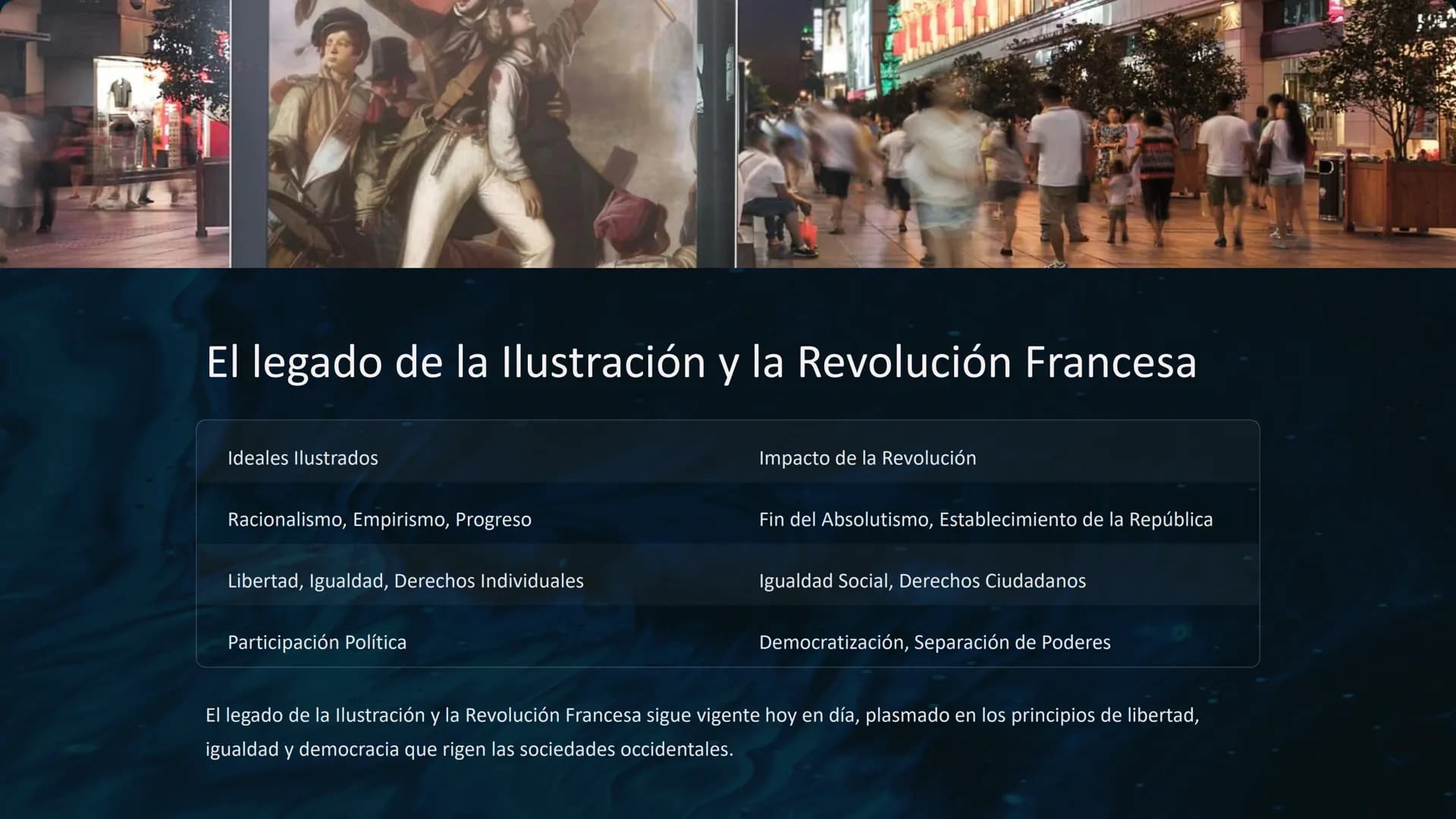 La llustración y la
Revolución Francesa
La Ilustración, una época de pensamiento racional y progreso, influyó
profundamente en la Revolución