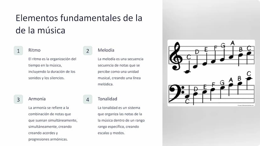 la teoría musical
La teoría musical es la base de la composición y la interpretación musical. A
través de su estudio, comprenderemos los ele