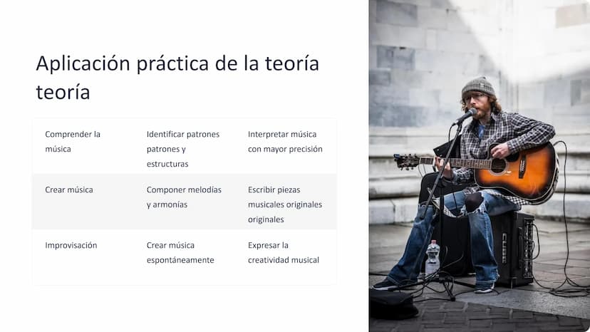 la teoría musical
La teoría musical es la base de la composición y la interpretación musical. A
través de su estudio, comprenderemos los ele