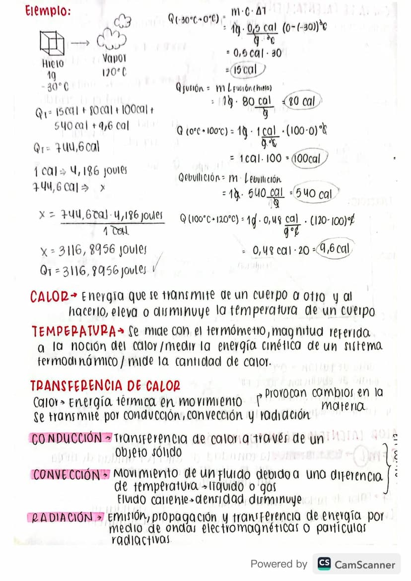 ་་
calorimetria Warage omphac
↳ medición del calor
calor Energia Cinética que tienen las moléculas, moviéndose en un
cuerpo. se mide en kilo