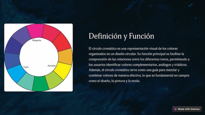 El Círculo Cromático
El círculo cromático es una herramienta visual esencial para comprender y aplicar la teoría del color. Este recurso
grá