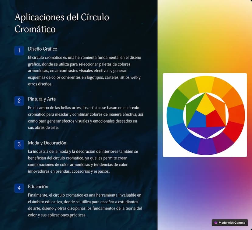 El Círculo Cromático
El círculo cromático es una herramienta visual esencial para comprender y aplicar la teoría del color. Este recurso
grá