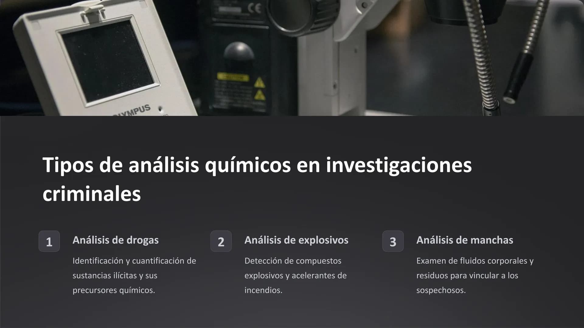 Química forense:
Pruebas químicas en
investigaciones criminales
La química forense desempeña un papel crucial en la
resolución de crímenes, 