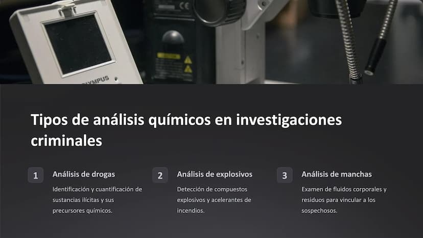 Química forense:
Pruebas químicas en
investigaciones criminales
La química forense desempeña un papel crucial en la
resolución de crímenes, 