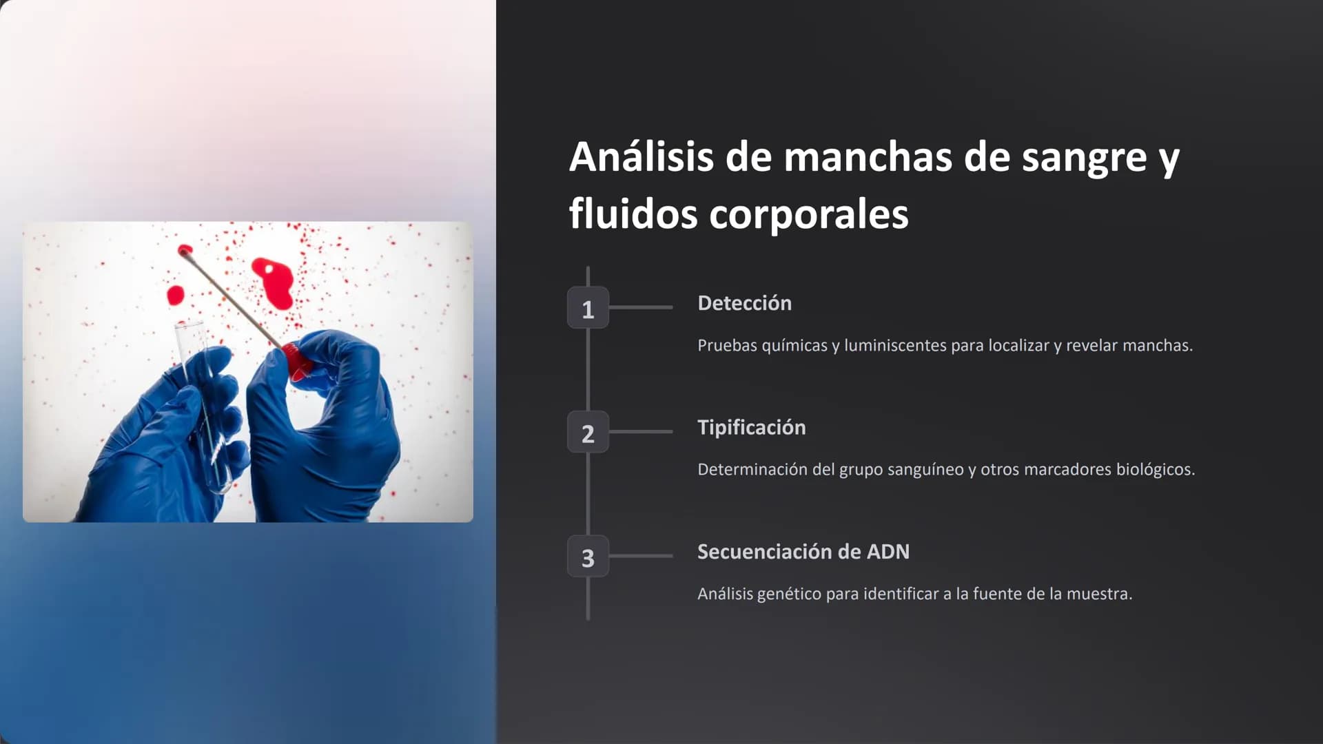 Química forense:
Pruebas químicas en
investigaciones criminales
La química forense desempeña un papel crucial en la
resolución de crímenes, 