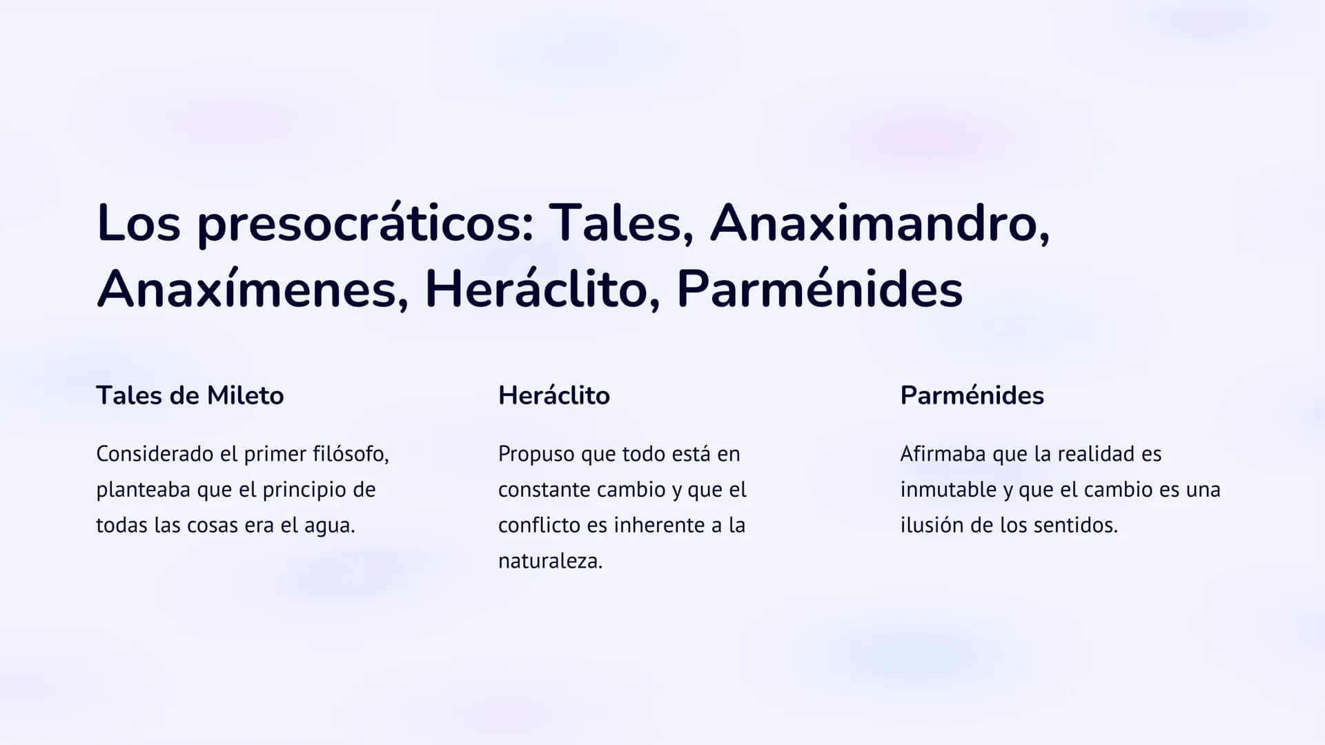la filosofía antigua
La filosofía antigua se originó en la Antigua Grecia y se enfocó en
temas como el conocimiento, la existencia y la mora
