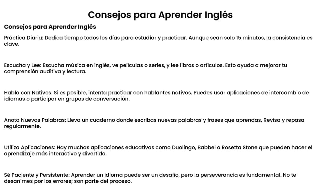 CONSEJOS PARA APRENDER INGLES